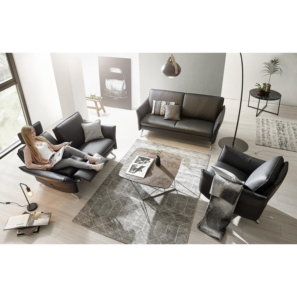 Thumbnail - Himolla Komfortklass 2-Sitzer-Sofa, Schwarz, Leder, Echtleder, Longlife-Leder, 155x86x92 cm, Blauer Engel, Goldenes M, E...