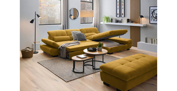 ECKSOFA  in Flachgewebe Gelb  341/204 cm  - Gelb/Schwarz, Design, Textil/Metall (341/204cm) - Xora