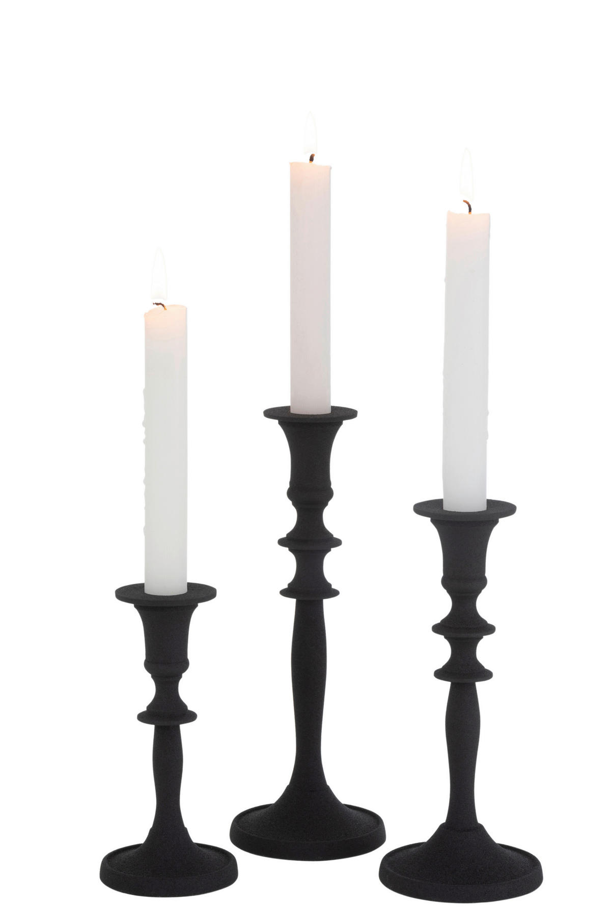 KERZENHALTER-SET - Schwarz, Basics, Metall (9/9/23cm)