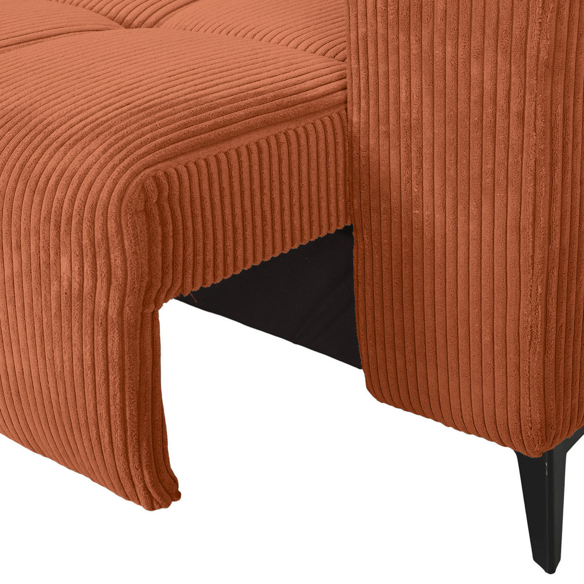 ECKSOFA Rostfarben Cord Rücken echt, Kopfteilverstellung, Sitzvorzug  - Rostfarben/Schwarz, KONVENTIONELL, Textil/Metall (170/257cm) - Carryhome