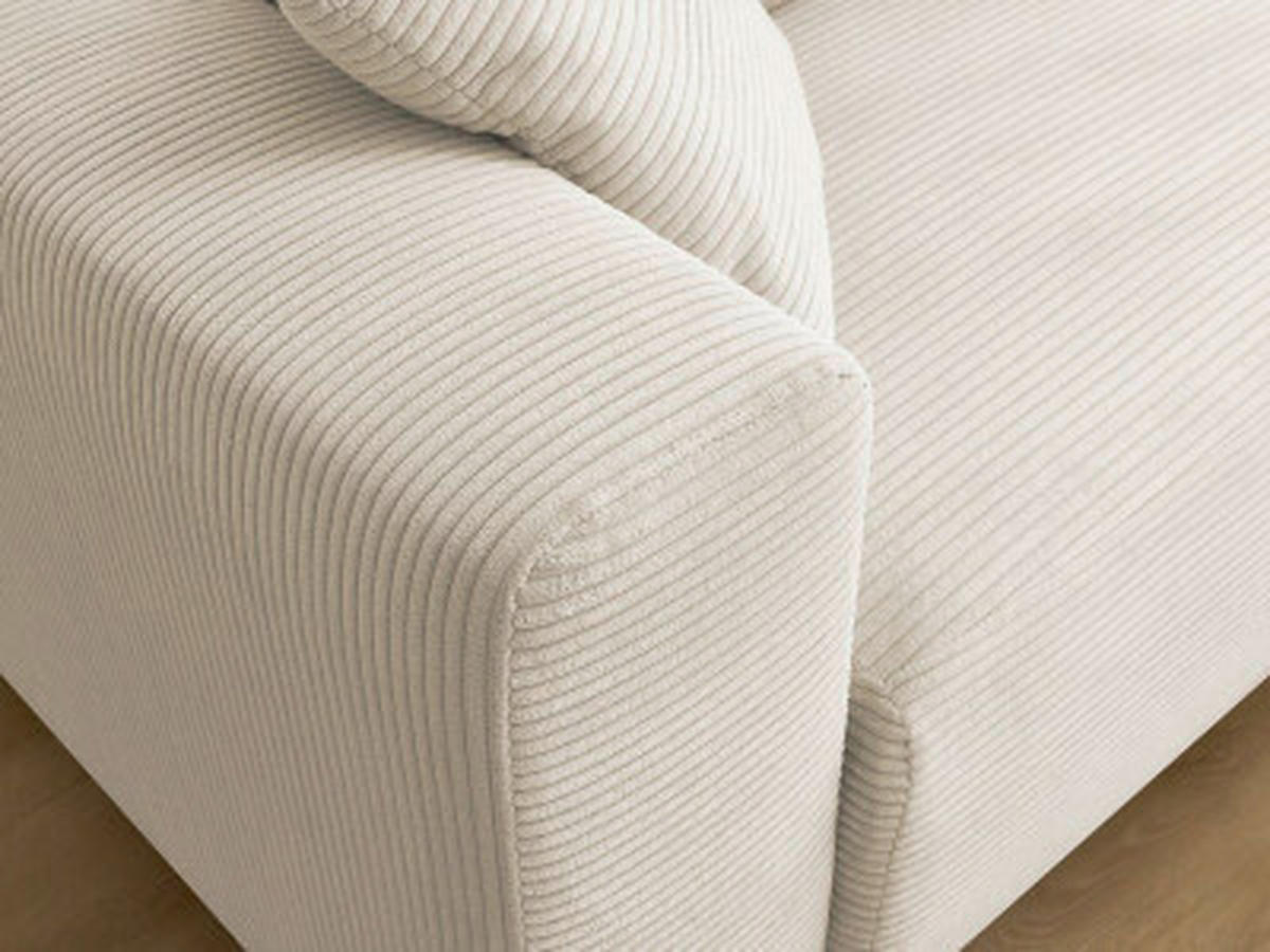 ECKSOFA Ottomane rechts  ATILLA Beige Cord  - Beige/Schwarz, MODERN, Kunststoff/Textil (244/149cm)
