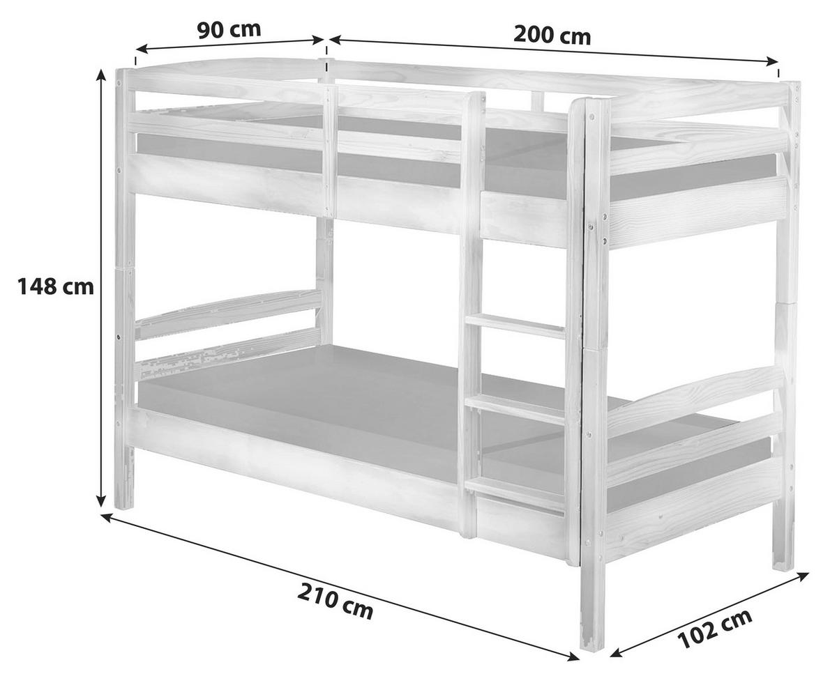 ETAGENBETT - Weiß, KONVENTIONELL, Holz (90/200cm) - Livetastic