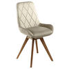 STUHL Lederlook (vegan) Beige Eiche teilmassiv  - Eichefarben/Beige, KONVENTIONELL, Holz/Textil (58/87/64,5cm) - Linea Natura