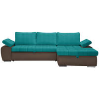 ECKSOFA Türkis, Schlammfarben Flachgewebe  - Türkis/Schlammfarben, Design, Kunststoff/Textil (271/175cm) - MID.YOU