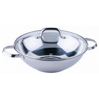 WOKPFANNE Rosenheim 30 cm  - Klar/Edelstahlfarben, Basics, Glas/Metall (30cm) - Chefkoch+Fackelmann
