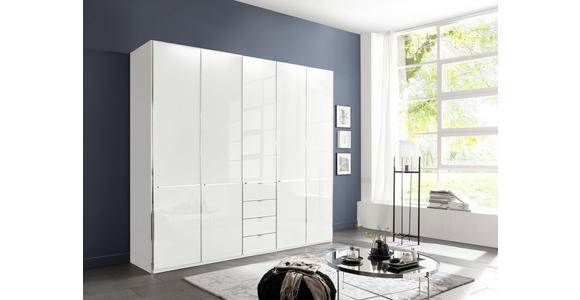 KLEIDERSCHRANK 250/216/58 cm 5-türig Weiß - Chromfarben/Weiß, KONVENTIONELL, Glas/Holzwerkstoff (250/216/58cm) - Novel