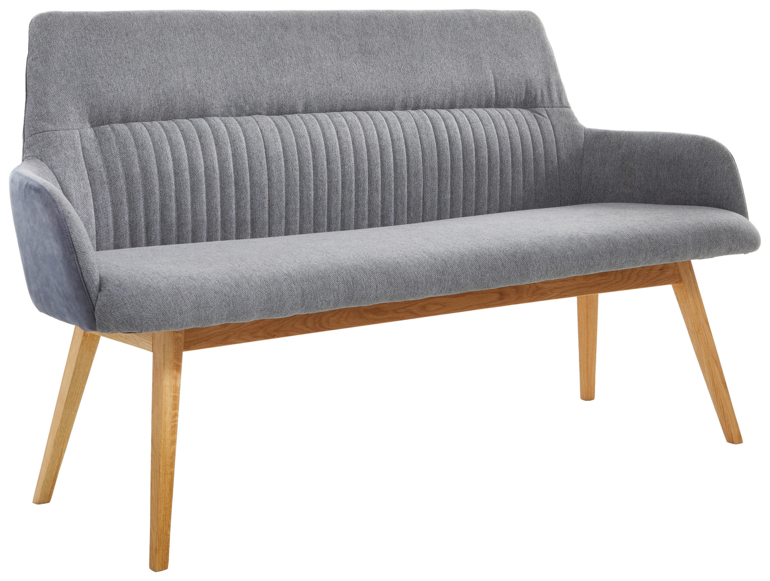 SITZBANK 157/88/62,5 cm Webstoff Eichefarben, Dunkelgrau Wildeiche vollmassiv  - Eichefarben/Dunkelgrau, KONVENTIONELL, Holz/Textil (157/88/62,5cm) - Linea Natura