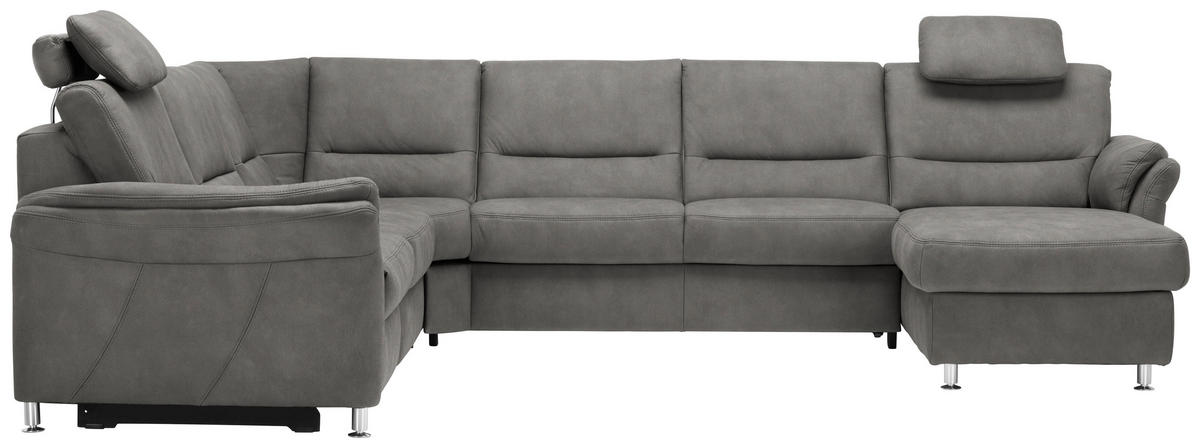 SOFFA i mikrofiber ljusgrå  - aluminiumfärg/ljusgrå, Klassisk, metall/textil (262/335/173cm) - Beldomo System