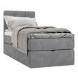 BOXBETT 70/200 cm,  in Grau, Matratze, gepolstertes Kopfteil, Bettkasten, Topper, H3 = fest  - Schwarz/Grau, Design, Holzwerkstoff/Kunststoff (70/200cm) - Esposa