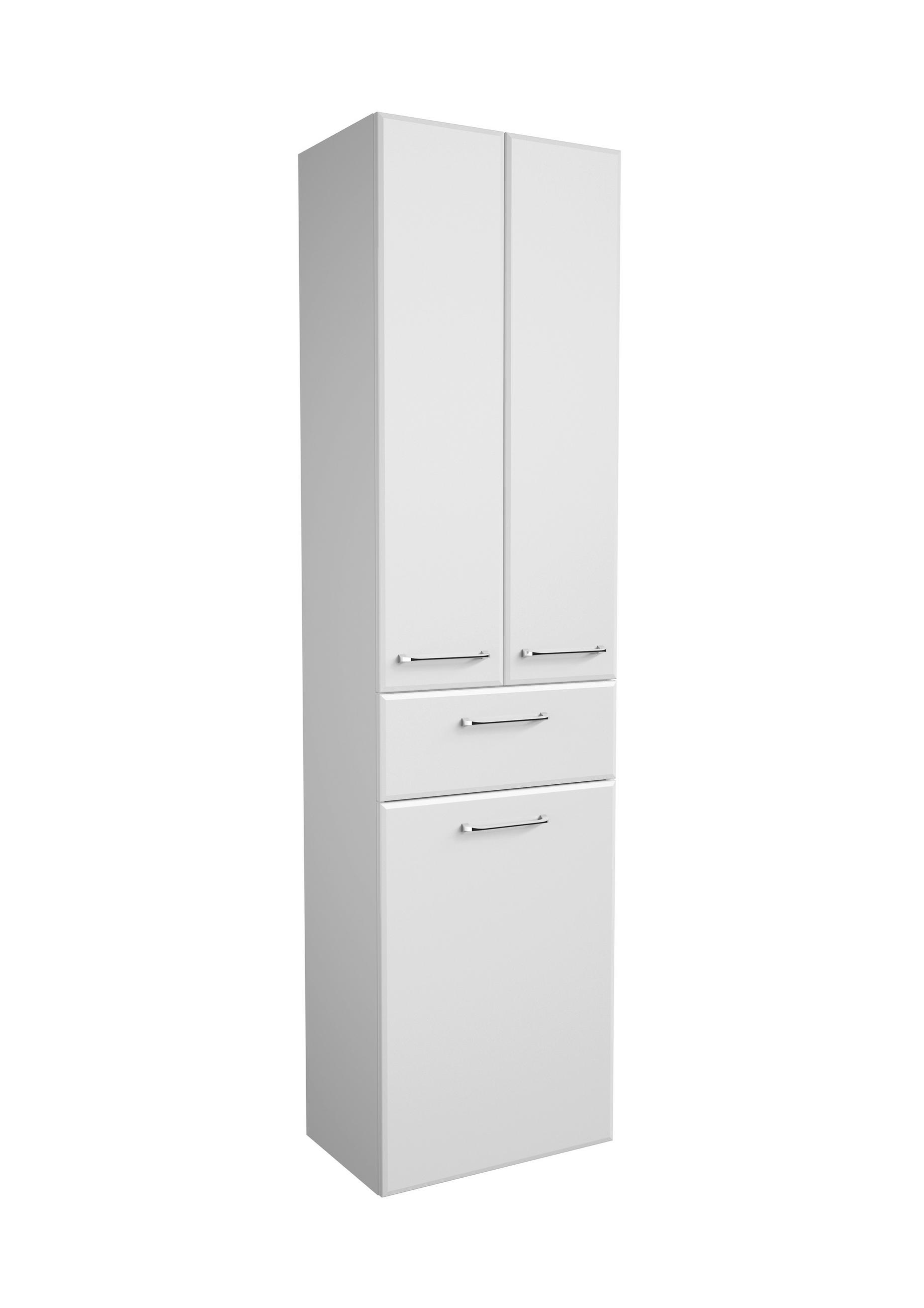 MAGASSZEKRÉNY 50/185,5/33 cm  - króm/magasfényű fehér, Konventionell, faalapú anyag/Üveg (50/185,5/33cm) - Xora