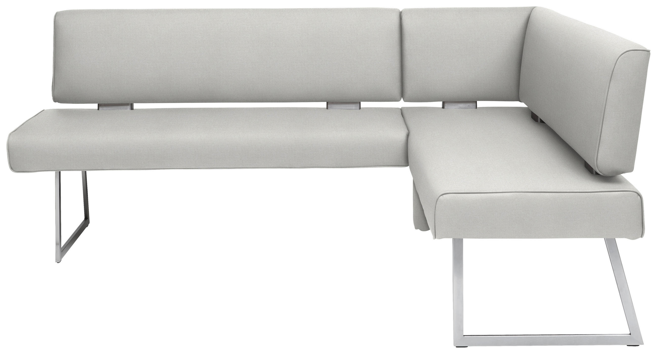 ECKBANK 208/160 cm in Edelstahlfarben, Hellgrau - Edelstahlfarben/Hellgrau, Design, Textil/Metall (208/160cm) - Dieter Knoll