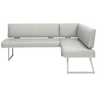 ECKBANK in Metall, Textil Edelstahlfarben, Hellgrau  - Edelstahlfarben/Hellgrau, Design, Textil/Metall (208/160cm) - Dieter Knoll