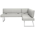 ECKBANK  in Edelstahlfarben, Hellgrau  - Edelstahlfarben/Hellgrau, Design, Textil/Metall (173/160/0cm) - Dieter Knoll