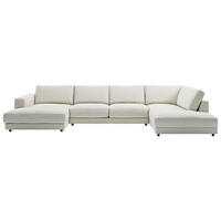 WOHNLANDSCHAFT in Cord Hellgrau  - Hellgrau/Schwarz, Design, Kunststoff/Textil (190/425/224cm) - Pure Home Lifestyle