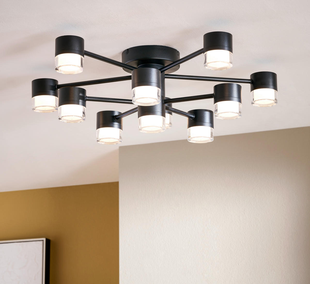 LED-DECKENLEUCHTE 61/20 cm   - Schwarz, Design, Metall (61/20cm) - Helestra