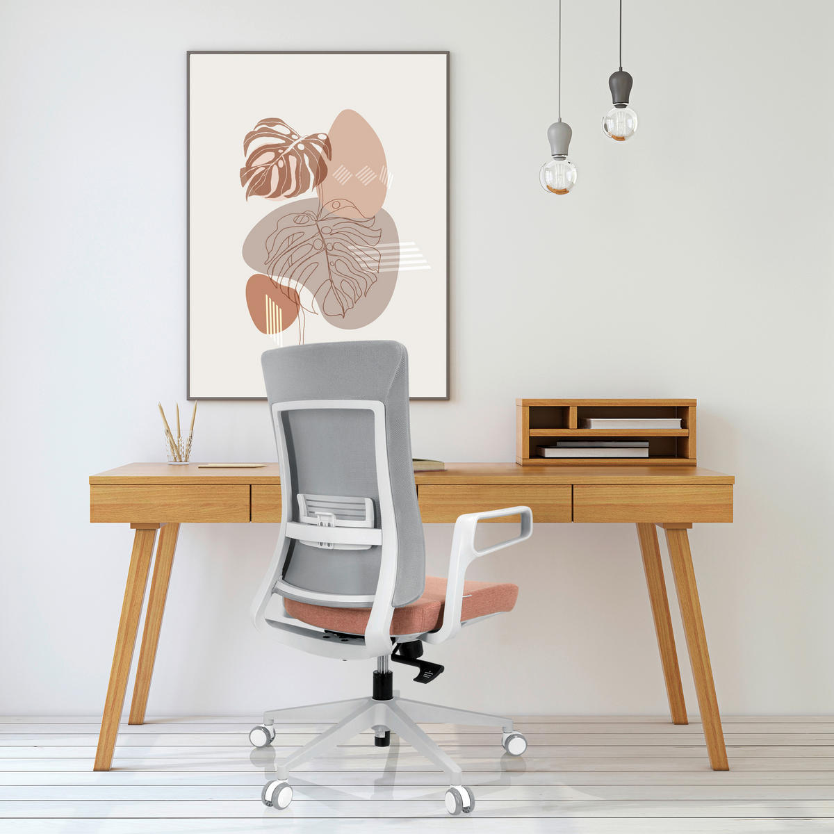 DREHSTUHL  in Netzbespannung, Flachgewebe Grau, Rosa  - Rosa/Grau, Basics, Kunststoff/Textil (58/104/59cm) - MID.YOU