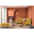 ECKSOFA Senfgelb Echtleder  - Chromfarben/Senfgelb, Design, Leder/Metall (224/252cm) - Novel