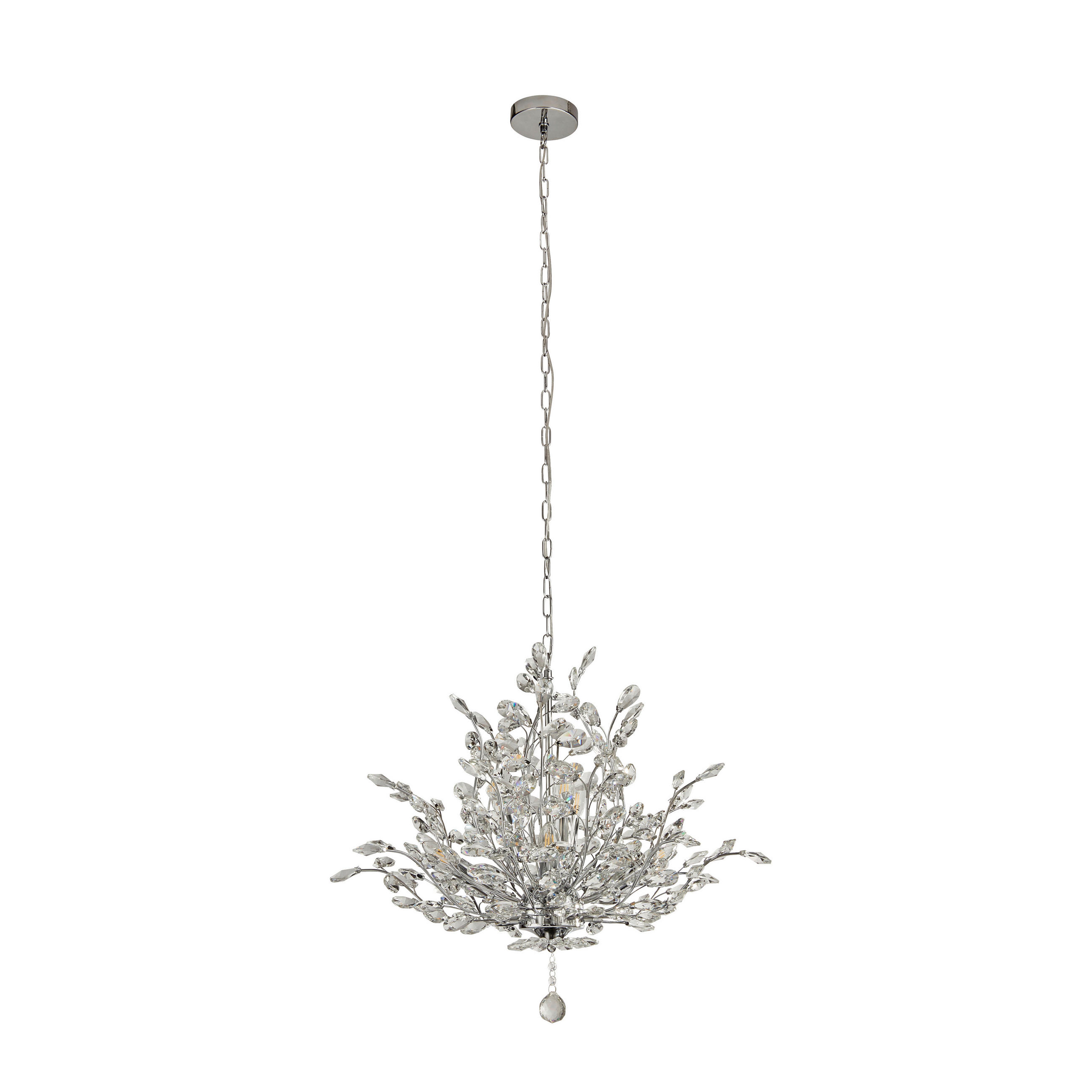 KRISTALL-HÄNGELEUCHTE 68/150 cm   - Chromfarben, Design, Glas/Metall (68/150cm)