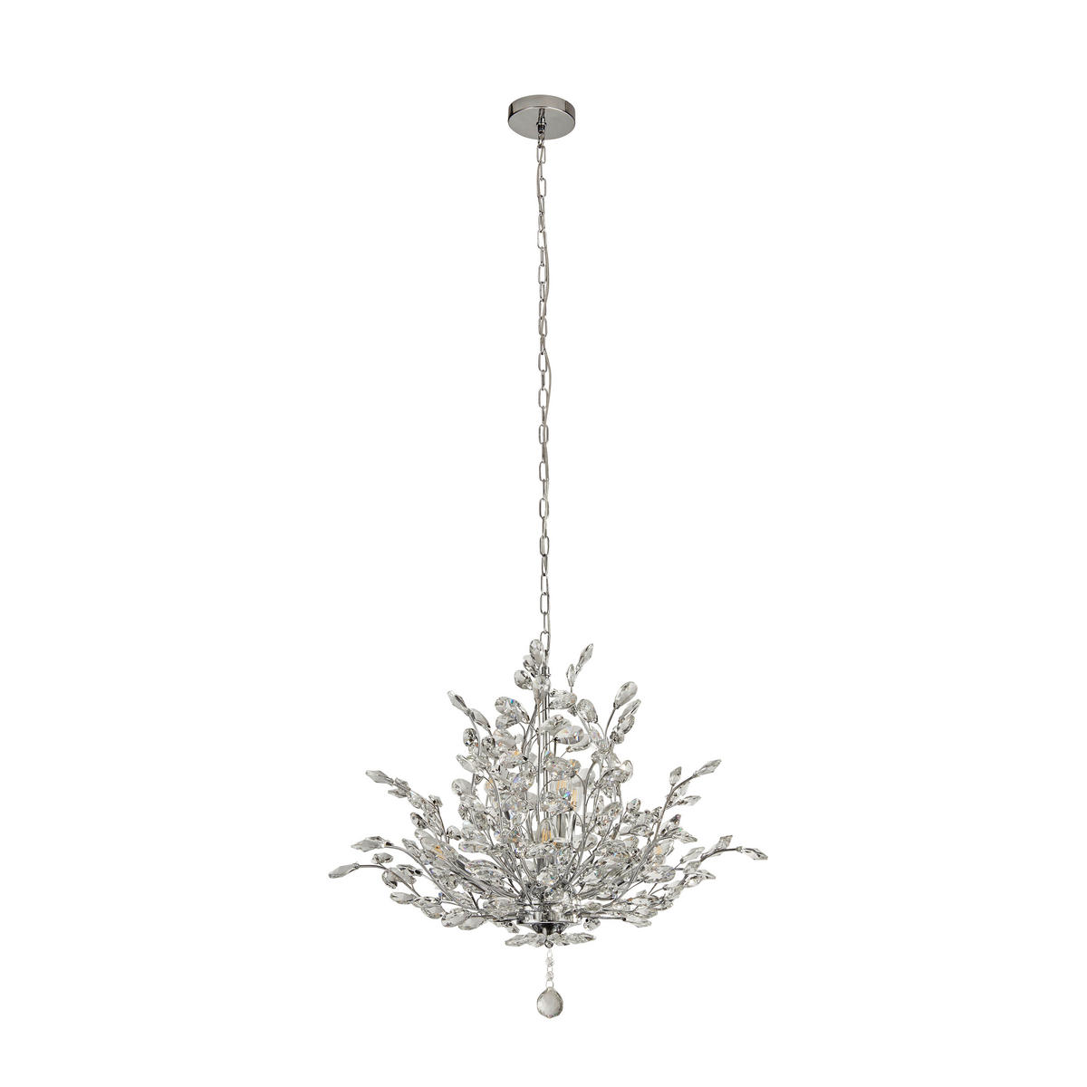KRISTALL-HÄNGELEUCHTE 68/150 cm   - Chromfarben, Design, Glas/Metall (68/150cm)