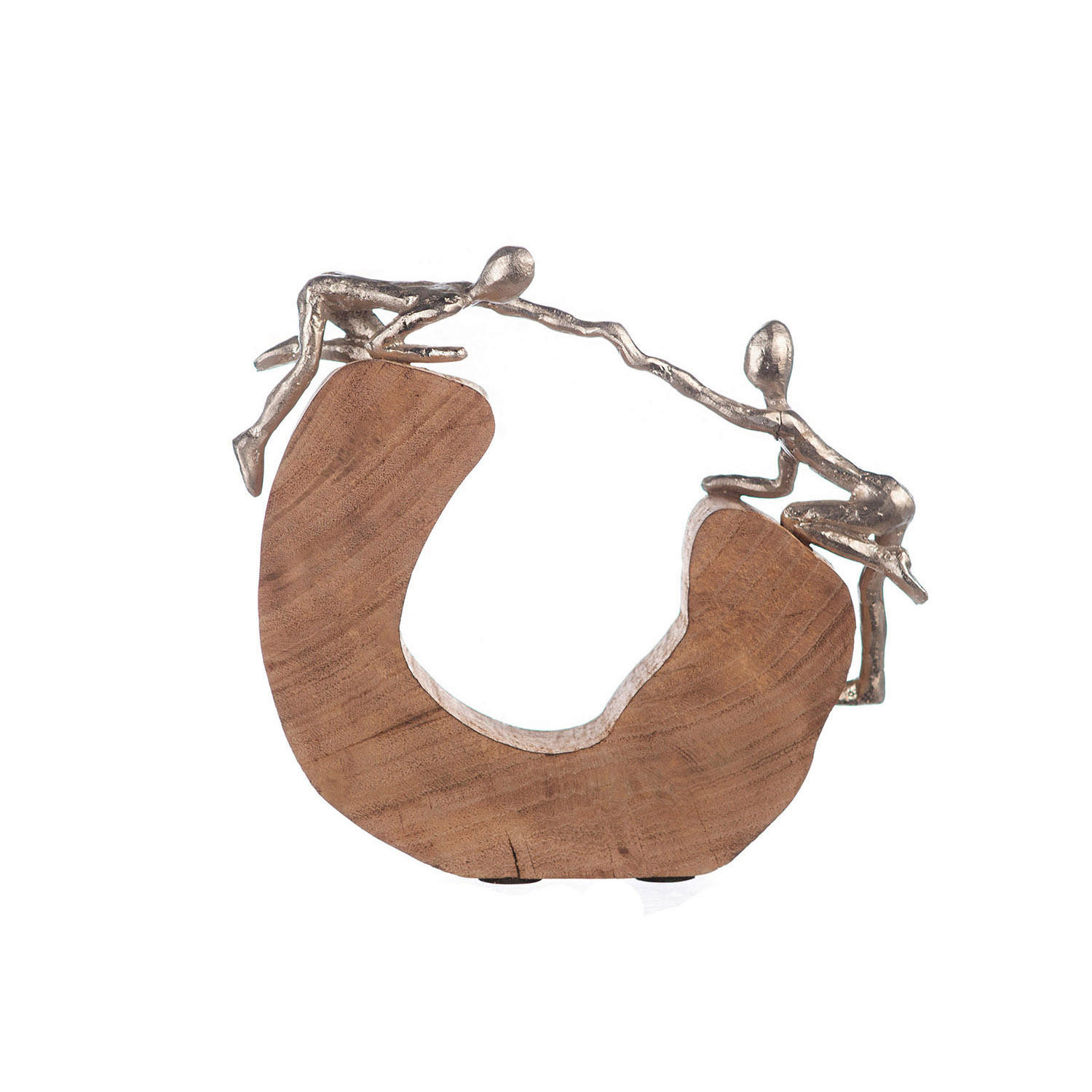SKULPTUR - Hellbraun/Silberfarben, Basics, Holz/Metall (29/24/7cm)
