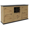 SIDEBOARD Dunkelgrau, Eiche Artisan  160/89,3/43 cm  - Dunkelgrau/Schwarz, Basics, Holzwerkstoff/Metall (160/89,3/43cm) - Hom`in