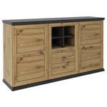 SIDEBOARD Dunkelgrau, Eiche Artisan  160/89,3/43 cm  - Dunkelgrau/Schwarz, Basics, Holzwerkstoff/Metall (160/89,3/43cm) - Hom`in