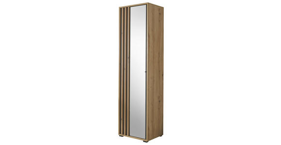 GARDEROBENSCHRANK 57/195/38 cm - Schwarz/Eiche Artisan, Design, Glas/Holzwerkstoff (57/195/38cm) - Carryhome