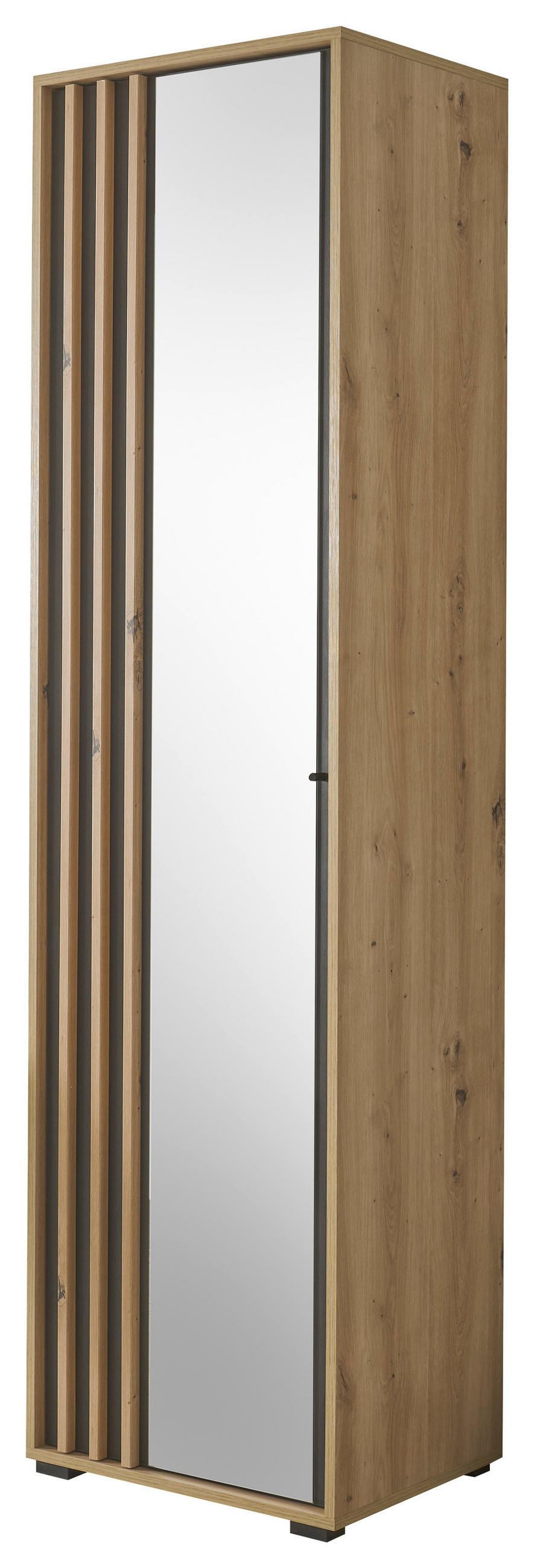 GARDEROBENSCHRANK Volano  in 57/195/38 cm  - Schwarz/Eiche Artisan, Design, Glas/Holzwerkstoff (57/195/38cm)