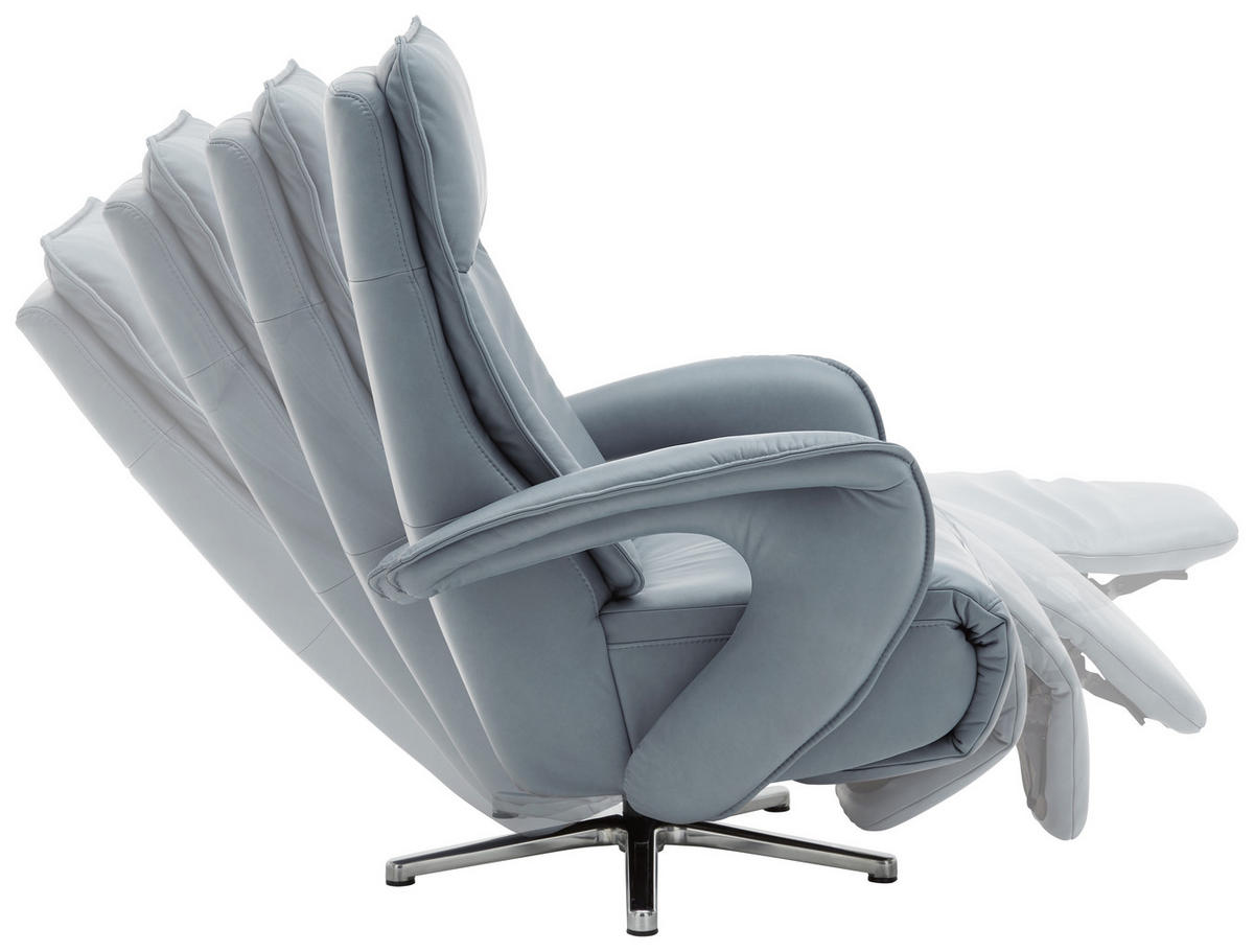 RELAXSESSEL in Leder Hellblau  - Chromfarben/Hellblau, Design, Leder/Metall (77/108/87cm) - Valdera