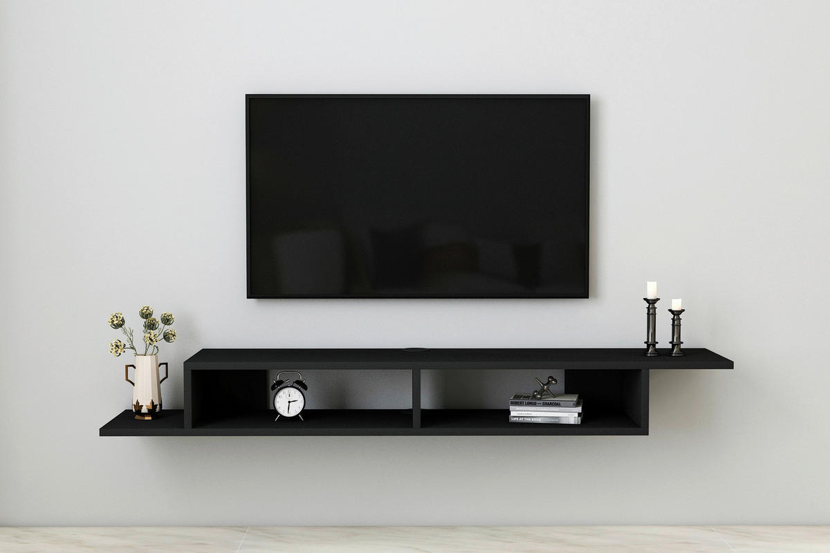 WANDBOARD in 149/16,4/29,6 cm Schwarz  - Schwarz, Design, Holzwerkstoff (149/16,4/29,6cm) - Livetastic