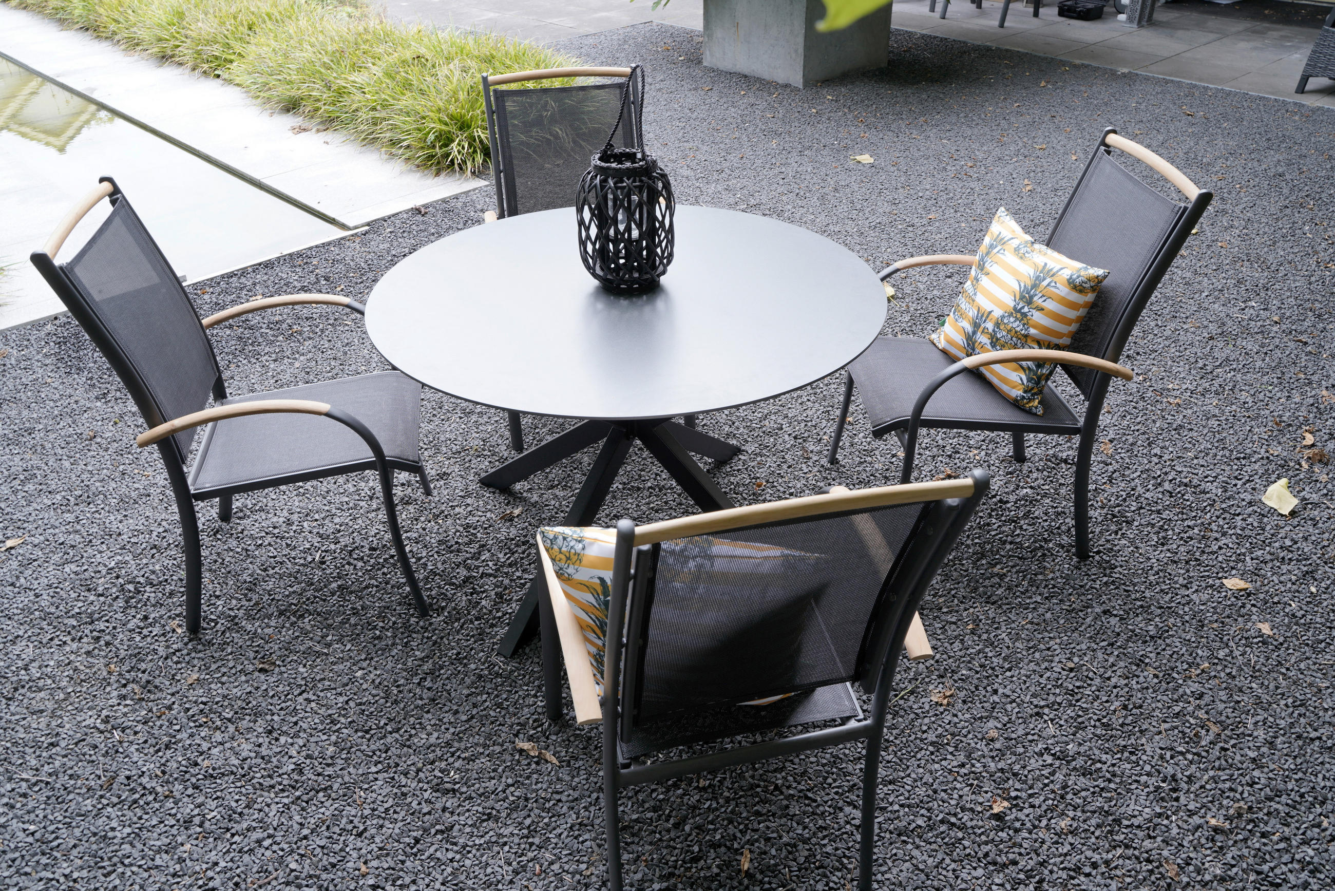 GARTENTISCH Metall, Glas  - Schwarz/Grau, KONVENTIONELL, Glas/Metall (120/71cm) - Ambia Garden