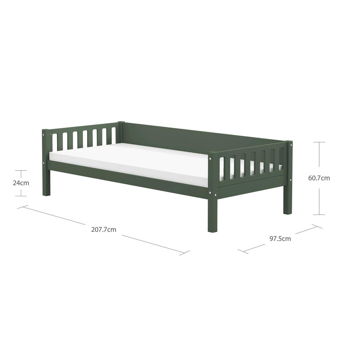 BETT 90/200 cm,  in Dunkelgrün, Rollrost  - Dunkelgrün, MODERN, Holz (90/200cm) - Chameo