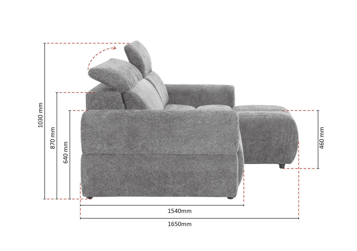 ECKSOFA Beige Chenille Bettkasten, Rücken echt, Kopfteilverstellung, Sitztiefenverstellung  - Beige/Schwarz, MODERN, Kunststoff/Textil (268/165cm) - Carryhome