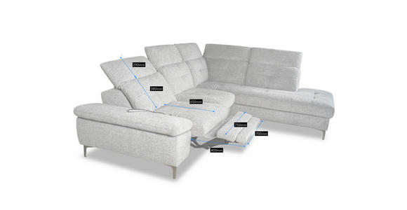 ECKSOFA Blau Webstoff  - Blau/Schwarz, KONVENTIONELL, Textil/Metall (225/288cm) - Carryhome