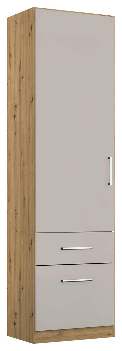 DREHTÜRENSCHRANK 47/197/54 cm 1-türig Hellgrau, Eiche Artisan  - Chromfarben/Hellgrau, MODERN, Holzwerkstoff/Kunststoff (47/197/54cm) - Rauch Möbel