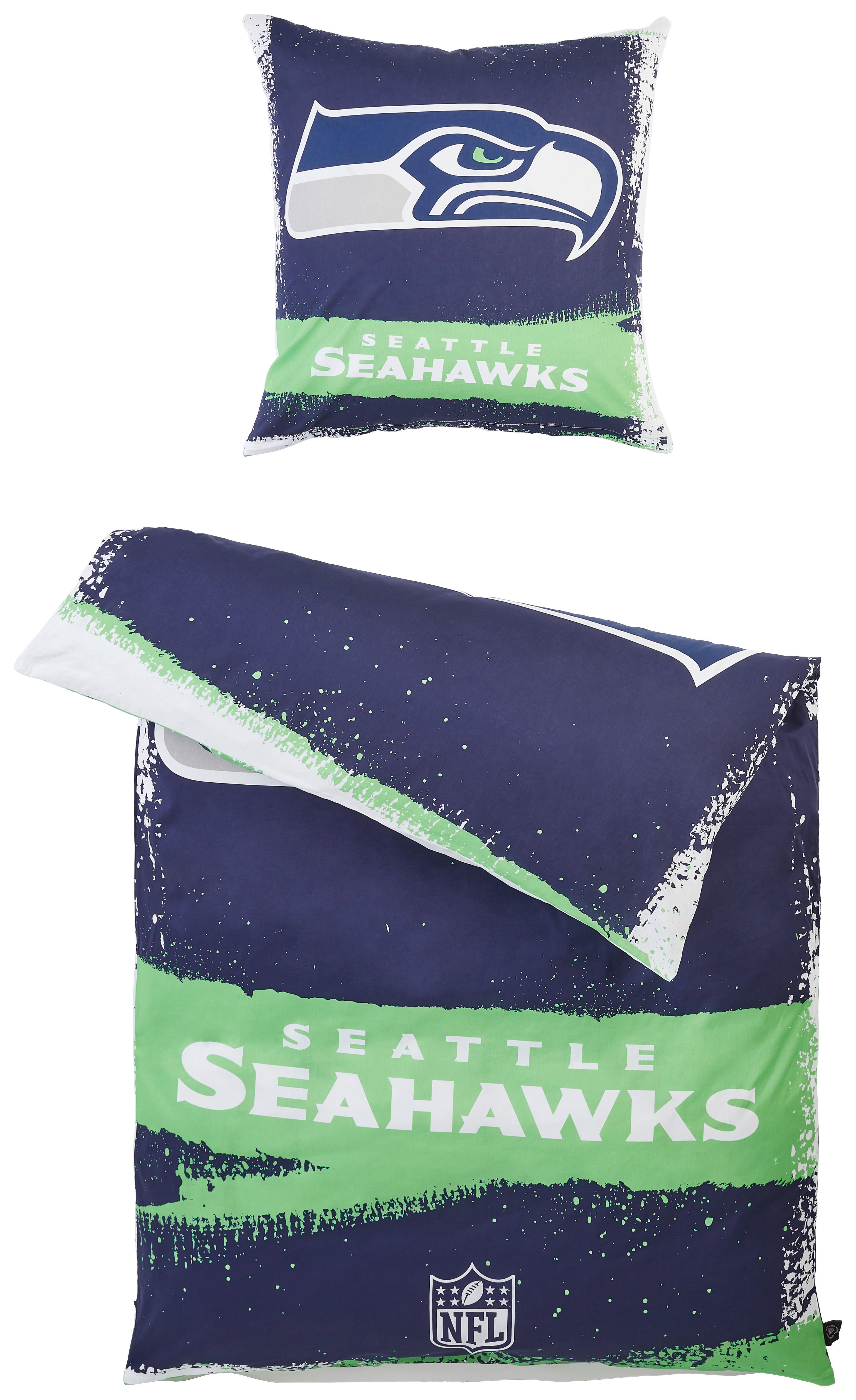 BETTWÄSCHE NFL Seatle Seahawks Renforcé  - Blau/Grün, LIFESTYLE, Textil (135/200cm)