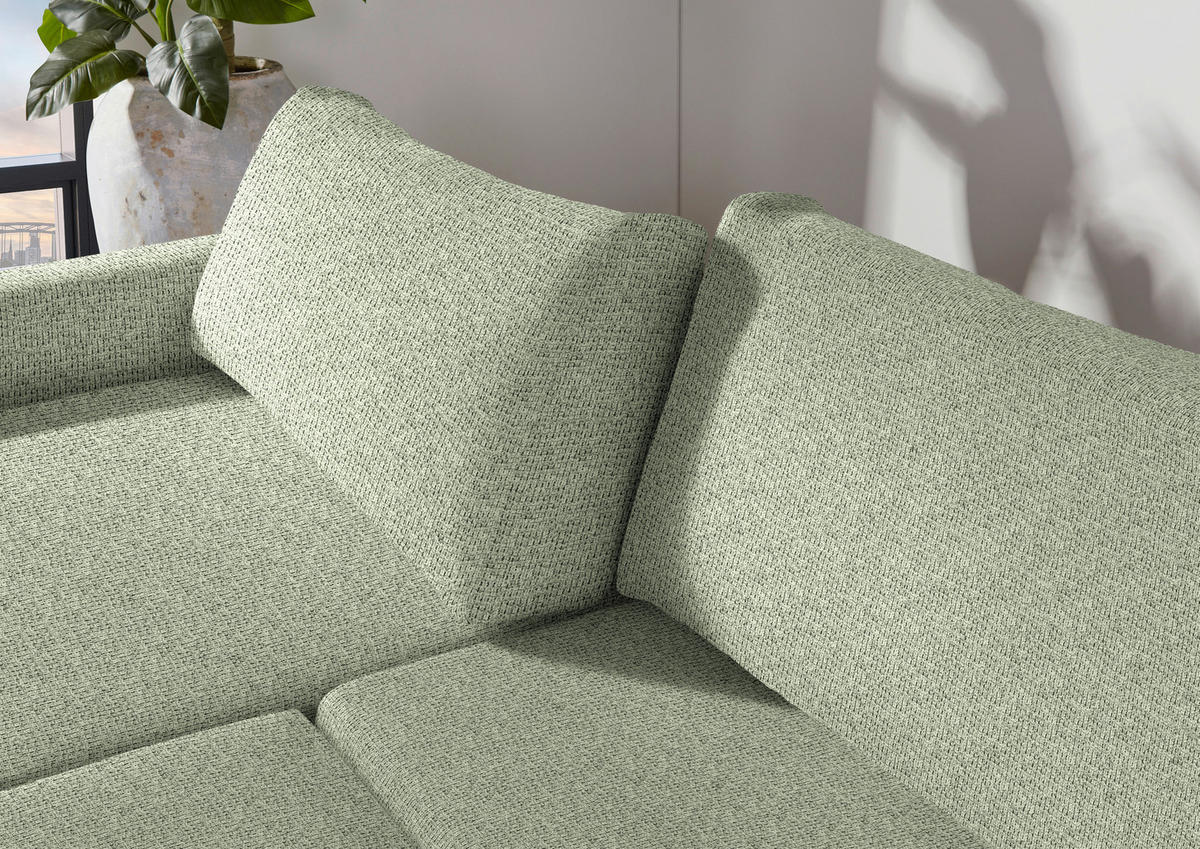 2,5-SITZER Flachgewebe Hellgrün  - Schwarz/Hellgrün, Design, Kunststoff/Textil (240/70/125cm) - Livetastic