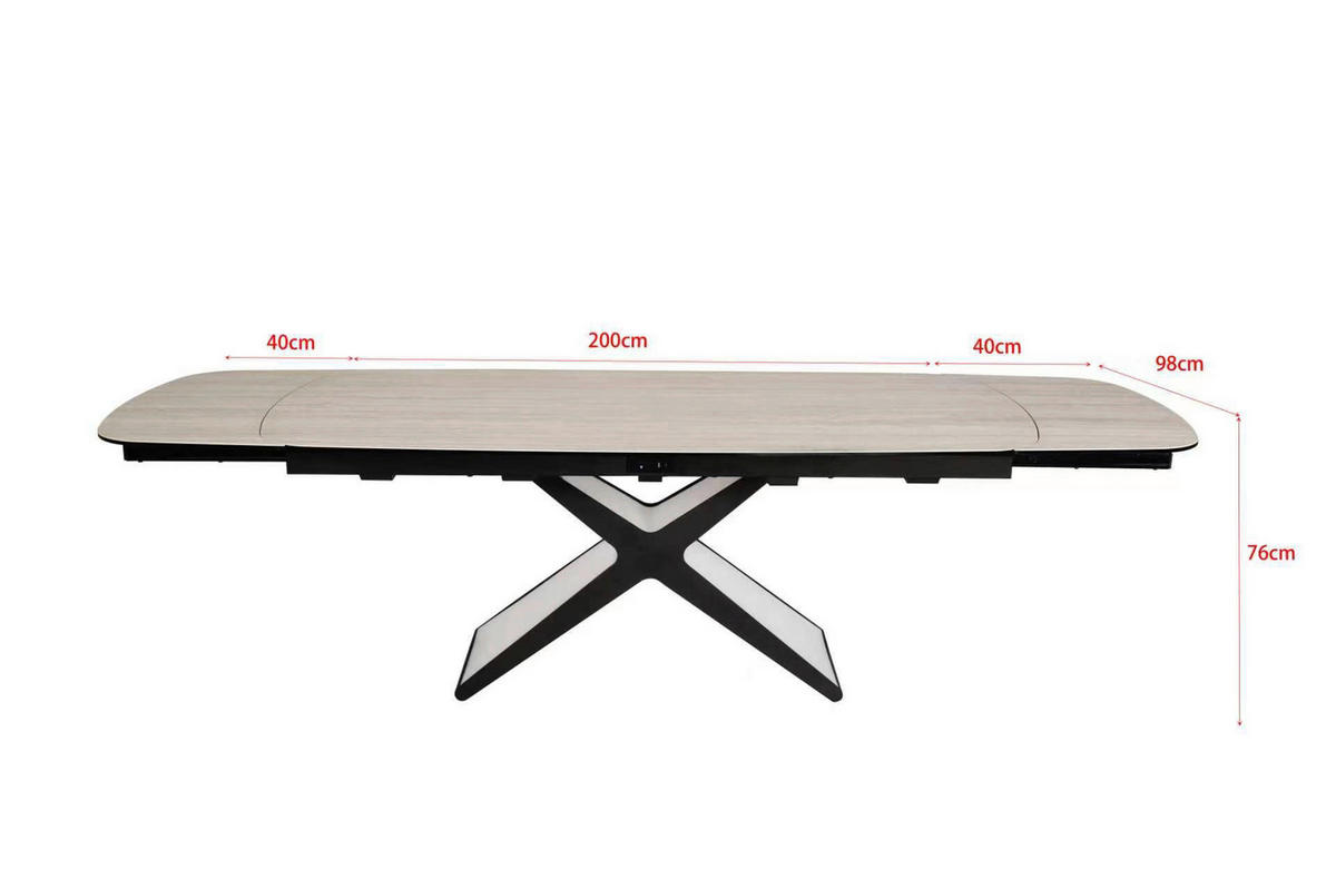 ESSTISCH 200-280/98/76 cm  Metall, Glas, Keramik ausziehbar rechteckig Schwarz, Taupe  - Taupe/Schwarz, Design, Glas/Keramik (200-280/98/76cm) - Belluti