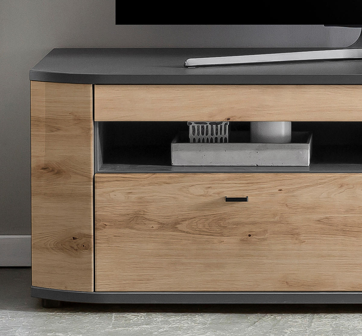WOHNWAND  in Grau, Eiche Artisan, Braun  150/166,3/46,4 cm  - Schwarz/Eiche Artisan, LIFESTYLE, Holzwerkstoff/Kunststoff (150/166,3/46,4cm) - Livetastic