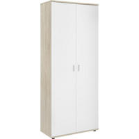 SCHUHSCHRANK Weiß, Eichefarben  - Eichefarben/Silberfarben, Design, Holzwerkstoff/Kunststoff (69/176/35cm)