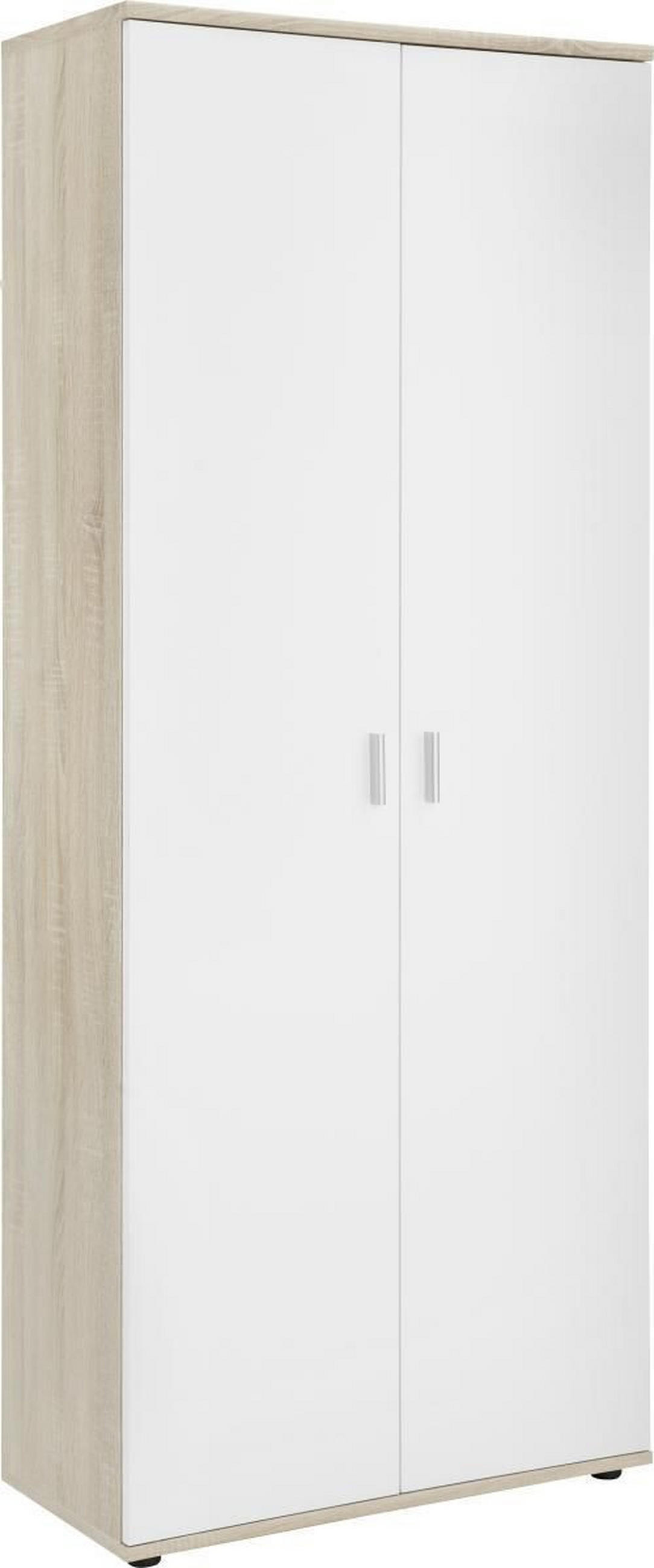SCHUHSCHRANK Weiß, Eichefarben  - Eichefarben/Silberfarben, Design, Holzwerkstoff/Kunststoff (69/176/35cm)