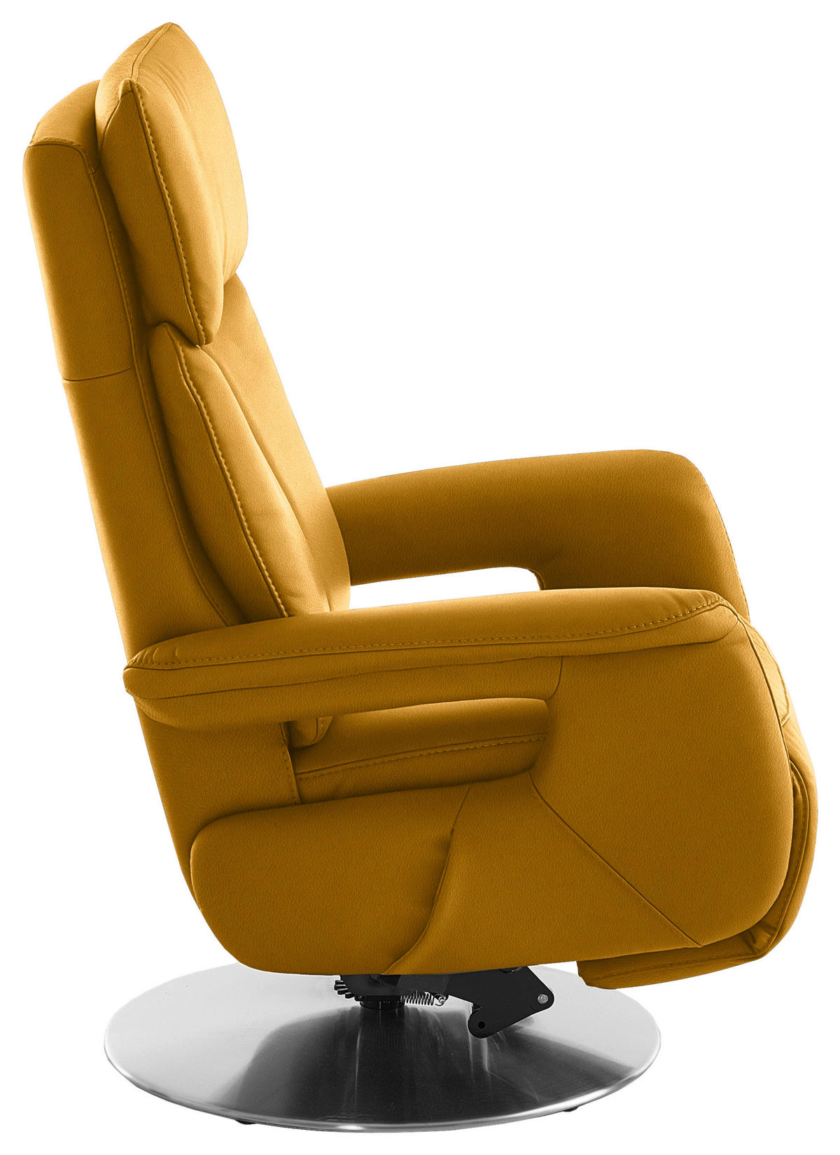 RELAXSESSEL in Leder Currygelb  - Currygelb/Edelstahlfarben, Design, Leder/Metall (78/112/85cm) - Cantus