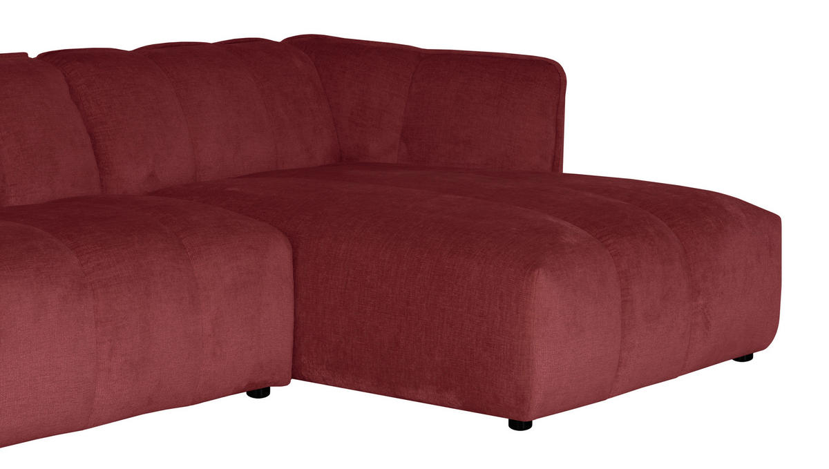 ECKSOFA LIVOLI in Chenille Bordeaux  306/160 cm  - Bordeaux/Schwarz, Design, Textil (306/160cm) - MID.YOU