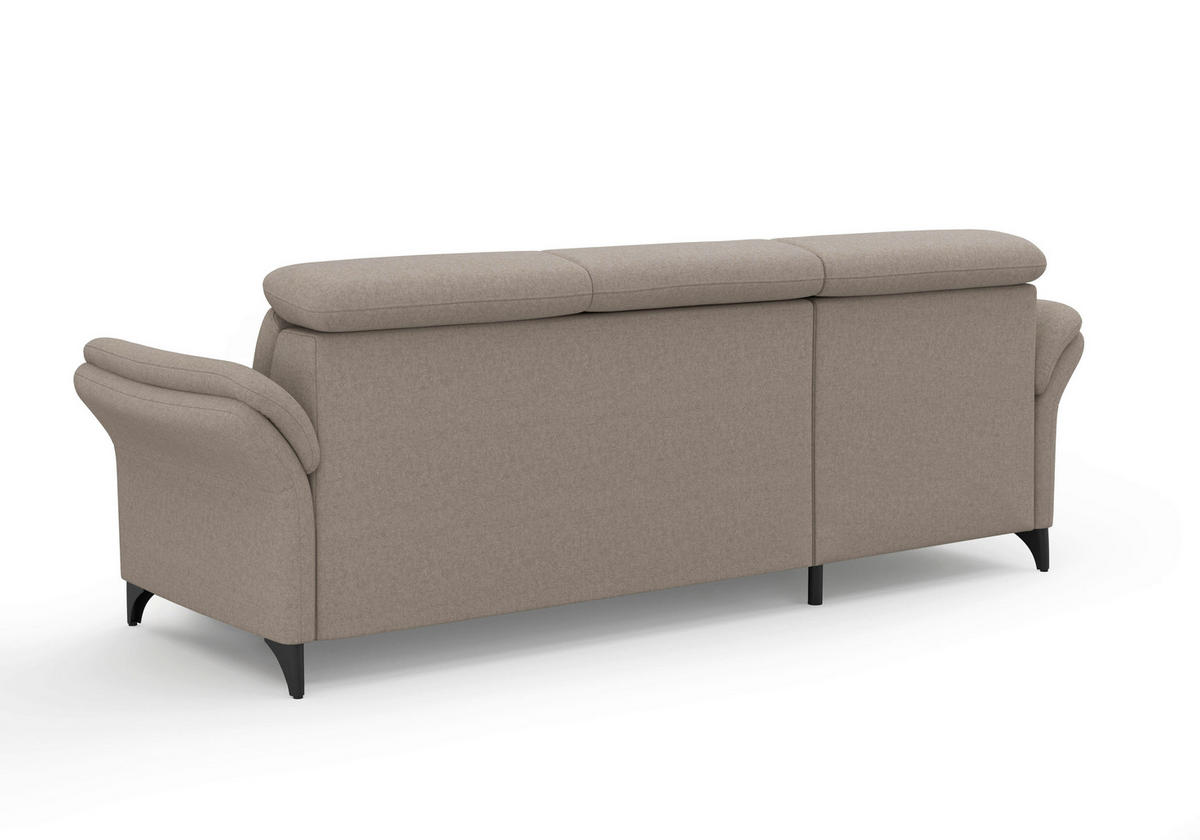 ECKSOFA GLENDALE E Taupe Flachgewebe  - Taupe/Schwarz, KONVENTIONELL, Textil/Metall (166/253cm) - Sit & More
