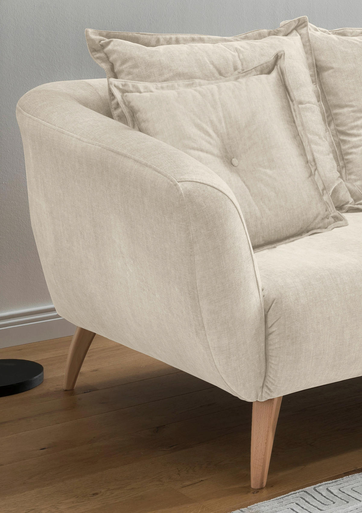ECKSOFA in Velours Beige  277/162 cm  - Beige/Buchefarben, MODERN, Holz/Textil (277/162cm) - Livetastic