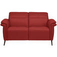 2-SITZER-SOFA  in Echtleder Rot   - Rot/Schwarz, Design, Leder/Metall (162/79/104cm) - Belluti