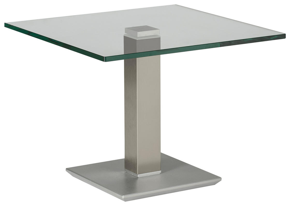 BEISTELLTISCH in Metall, Glas 60/60/46-65 cm  - Edelstahlfarben/Grau, Design, Glas/Kunststoff (60/60/46-65cm)