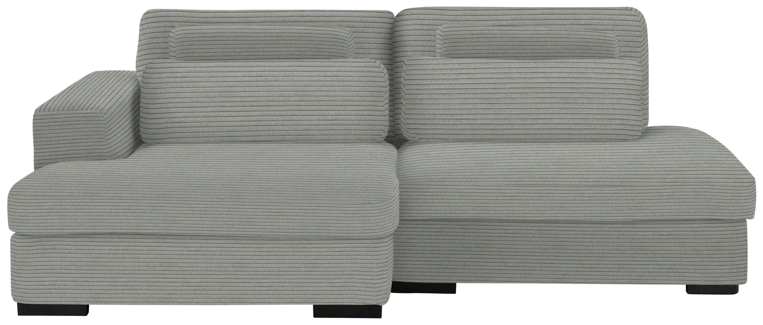 ECKSOFA in Cord, Velours Hellgrau  - Hellgrau/Schwarz, Design, Kunststoff/Textil (158/223cm) - Lomoco
