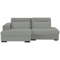 ECKSOFA in Cord, Velours Hellgrau  - Hellgrau/Schwarz, Design, Kunststoff/Textil (158/223cm) - Lomoco