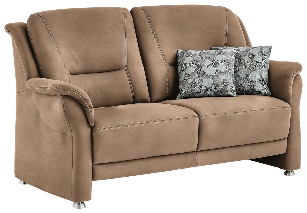 2,5-SITZER in Mikrofaser Beige  - Beige/Alufarben, Konventionell, Textil/Metall (172/100/89cm) - Beldomo Comfort